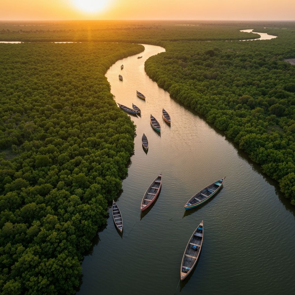 The Gambia River at sunset